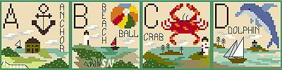 Seaside Alphabet Sampler Stitch-Along Set 1 from By the Bay Needleart - click to see more