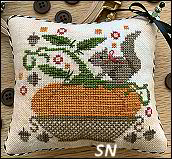 Pumpkin Basket Pin Keep from Stitches by Ethel - click for more