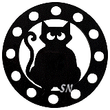 Black Cat Round Thread Keep from Willoughby Ann - click for more Willoughby Ann Black Cat Round Thread Keep - click for more
