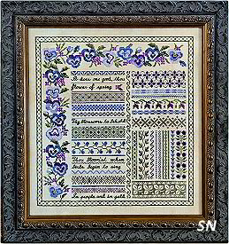Pansy Garden Sampler from Samplers Not Forgotten - click to see more